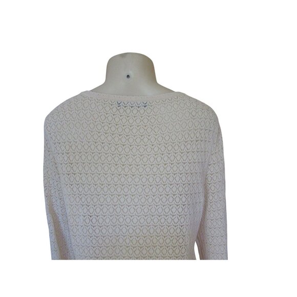 Peruvian Connection Ivory Pima Cotton Crochet Sweater Size XL - Picture 6 of 7